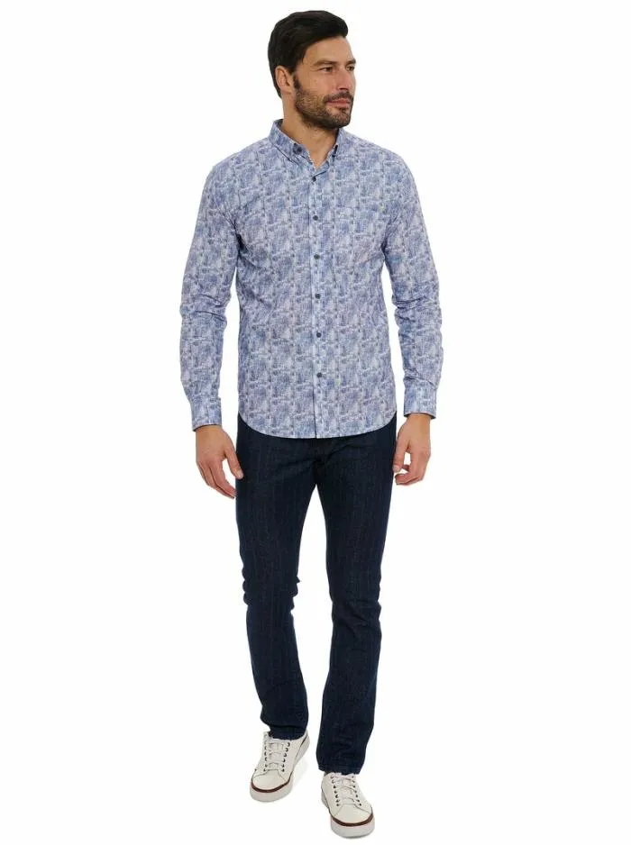 Robert Graham Button Down Shirts Men Chastin Long Sleeve Button Down Shirt Blue