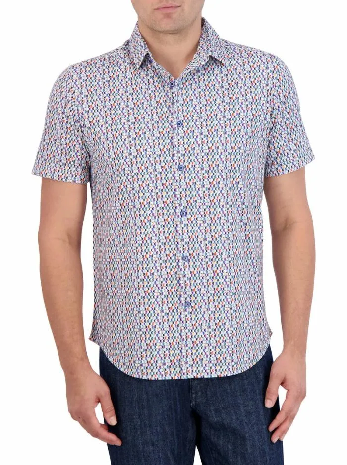 Robert Graham Button Down Shirts Men Flamenco Motion Short Sleeve Knit Shirt Multi