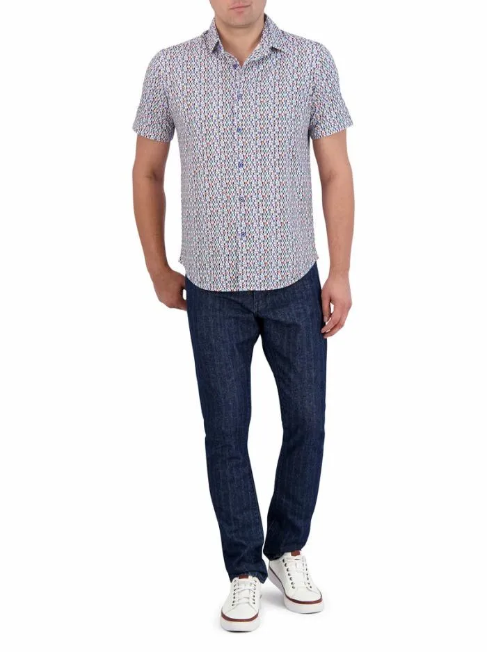 Robert Graham Button Down Shirts Men Flamenco Motion Short Sleeve Knit Shirt Multi