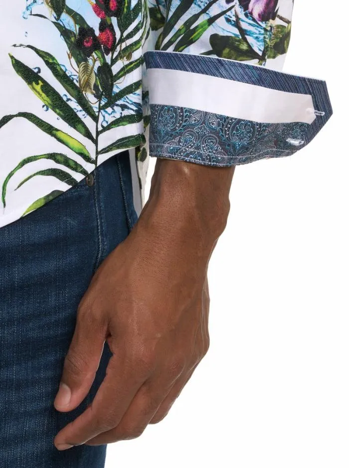 Robert Graham Button Down Shirts Men Garden Party Long Sleeve Button Down Shirt White