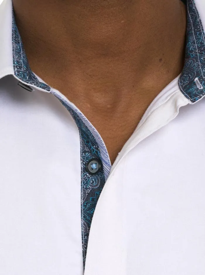 Robert Graham Button Down Shirts Men Garden Party Long Sleeve Button Down Shirt White