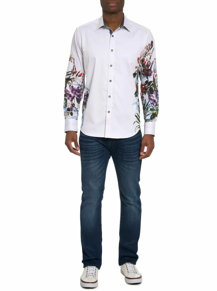 Robert Graham Button Down Shirts Men Garden Party Long Sleeve Button Down Shirt White