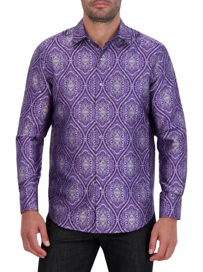 Robert Graham Button Down Shirts Men Limited Edition Sovereignty Long Sleeve Button Down Shirt Purple Robert Graham Button Down Shirts Men Limited Edition Sovereignty Long Sleeve Button Down Shirt Purple