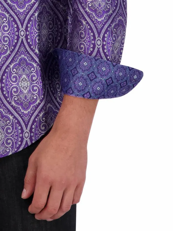 Robert Graham Button Down Shirts Men Limited Edition Sovereignty Long Sleeve Button Down Shirt Purple