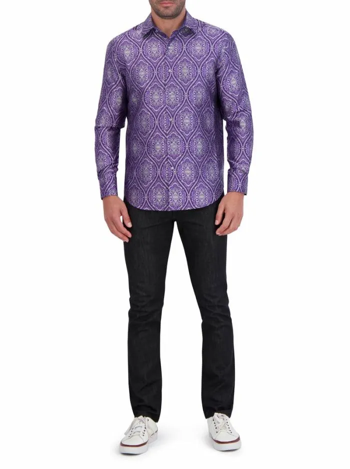 Robert Graham Button Down Shirts Men Limited Edition Sovereignty Long Sleeve Button Down Shirt Purple