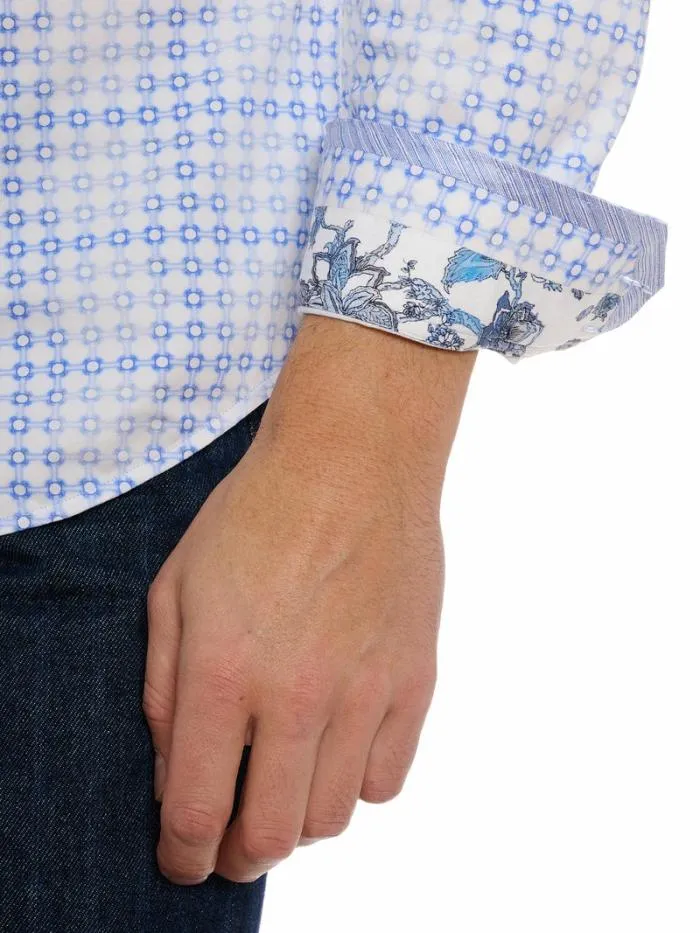 Robert Graham Button Down Shirts Men Port Of Call Motion Long Sleeve Knit Shirt Blue