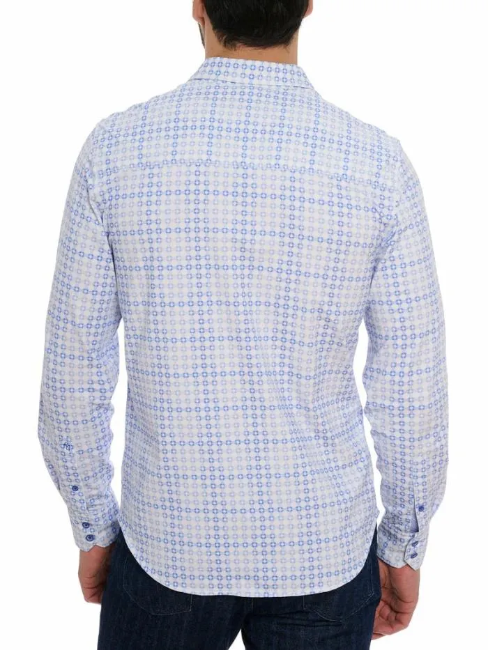 Robert Graham Button Down Shirts Men Port Of Call Motion Long Sleeve Knit Shirt Blue