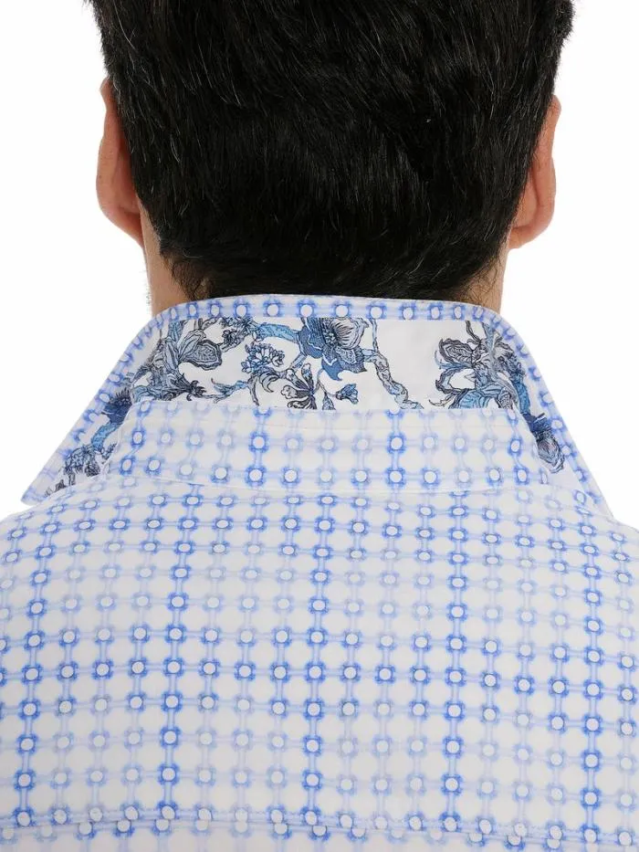 Robert Graham Button Down Shirts Men Port Of Call Motion Long Sleeve Knit Shirt Blue