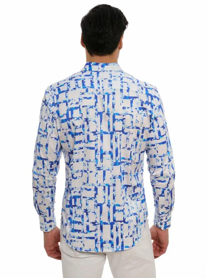 Robert Graham Button Down Shirts Men Triton Long Sleeve Button Down Shirt Tall Blue