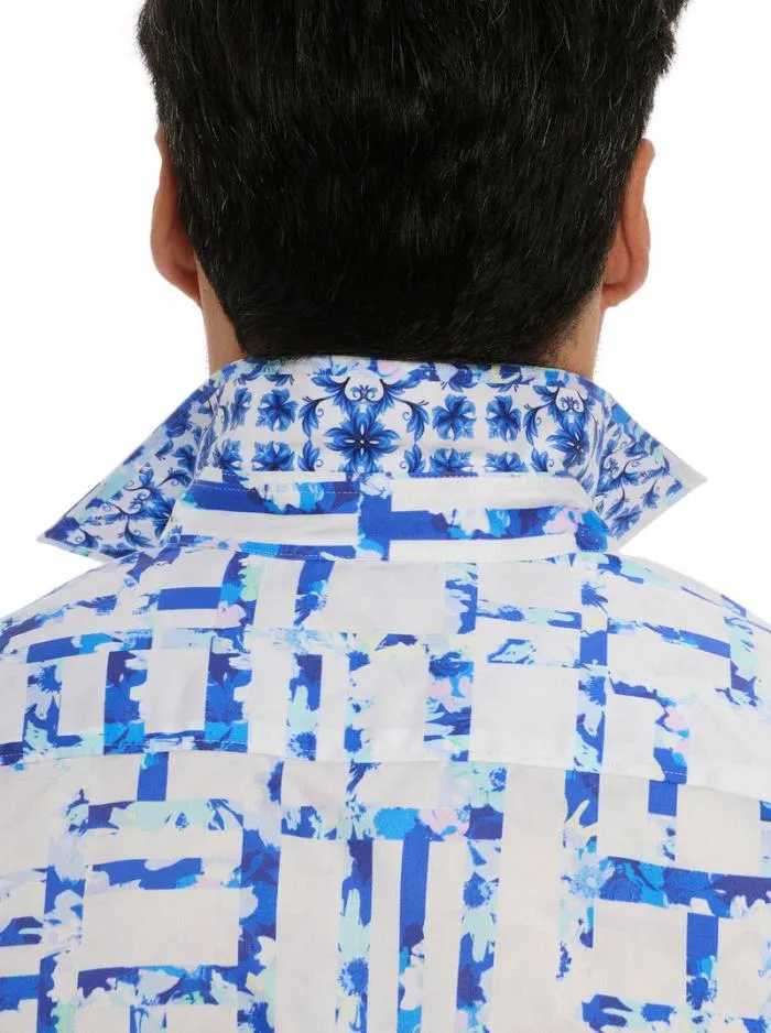 Robert Graham Button Down Shirts Men Triton Long Sleeve Button Down Shirt Tall Blue