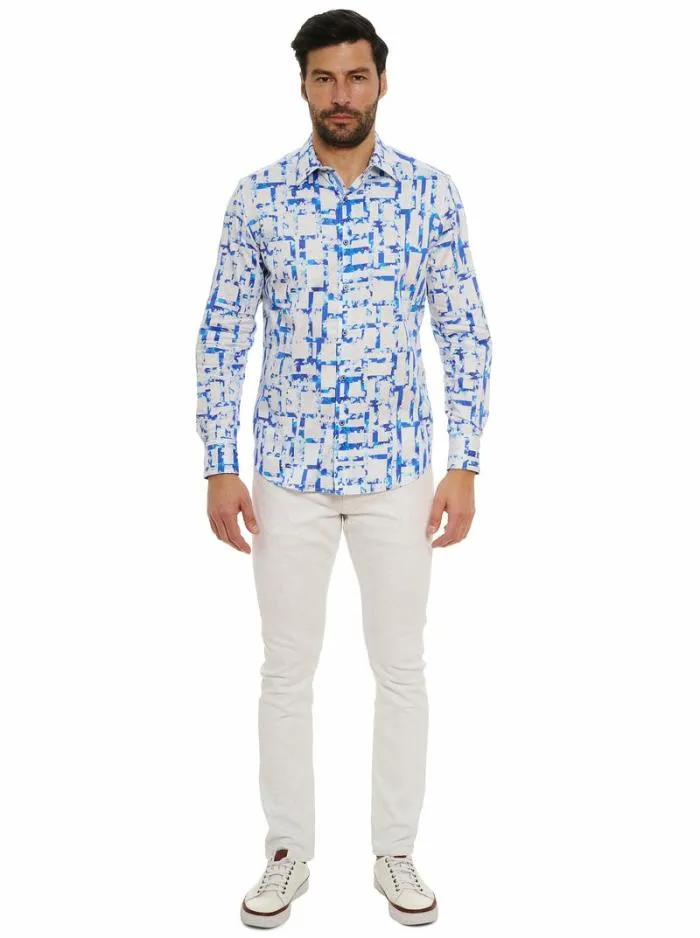 Robert Graham Button Down Shirts Men Triton Long Sleeve Button Down Shirt Tall Blue