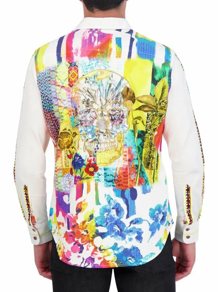 Robert Graham Button Down Shirts Men Vibrant Skull Long Sleeve Button Down Shirt Multi