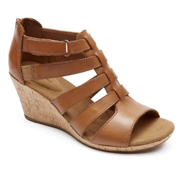 Rockport Sandals and Wedges Women Briah Gladiator Sandal Dark Tan Leather