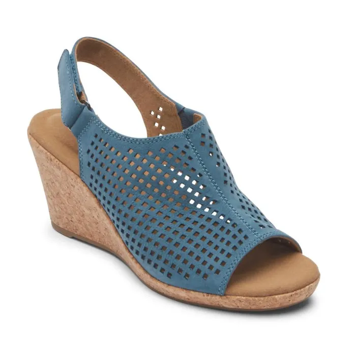 Rockport Sandals and Wedges Women Briah Perforated Slingback Sandal Bluestone Rockport Sandals and Wedges Women Briah Perforated Slingback Sandal Bluestone