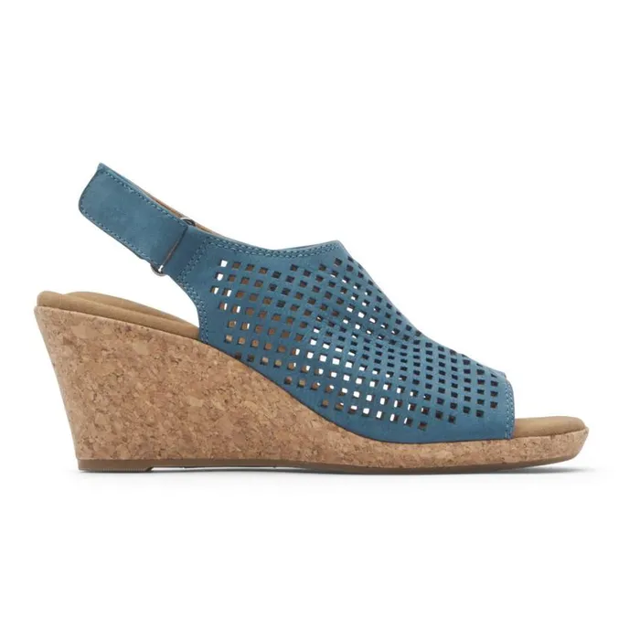 Rockport Sandals and Wedges Women Briah Perforated Slingback Sandal Bluestone