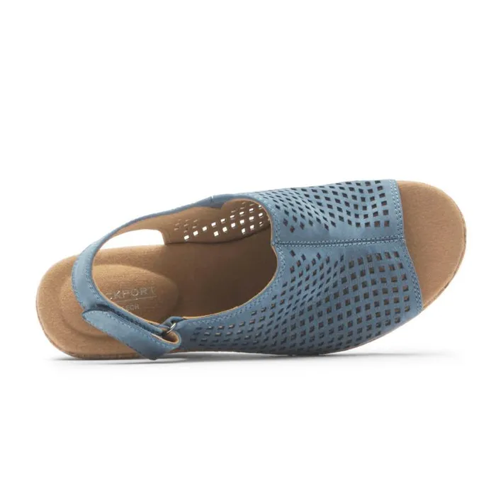 Rockport Sandals and Wedges Women Briah Perforated Slingback Sandal Bluestone