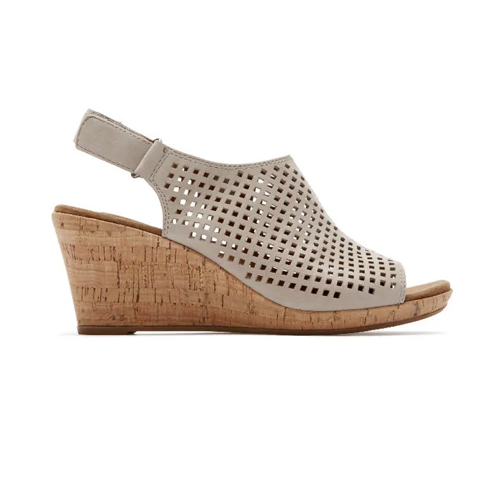 Rockport Sandals and Wedges Women Briah Perforated Slingback Sandal Taupe Leather