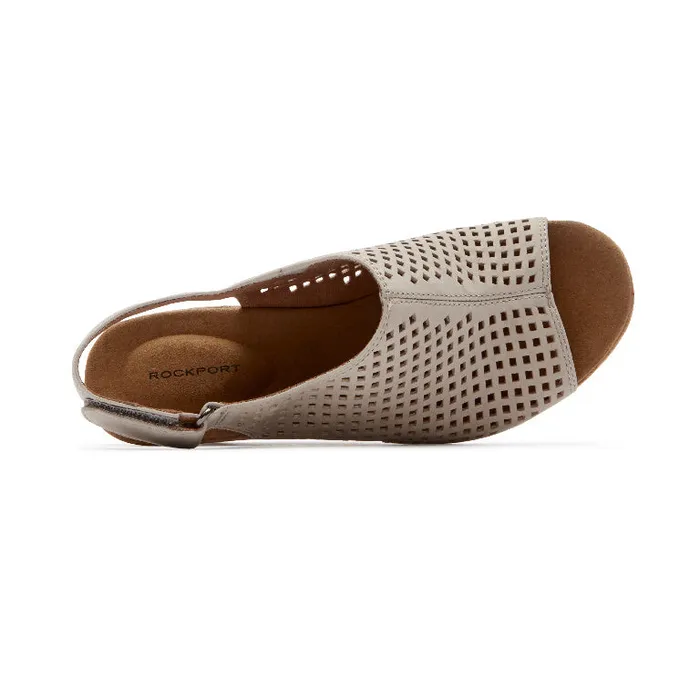 Rockport Sandals and Wedges Women Briah Perforated Slingback Sandal Taupe Leather
