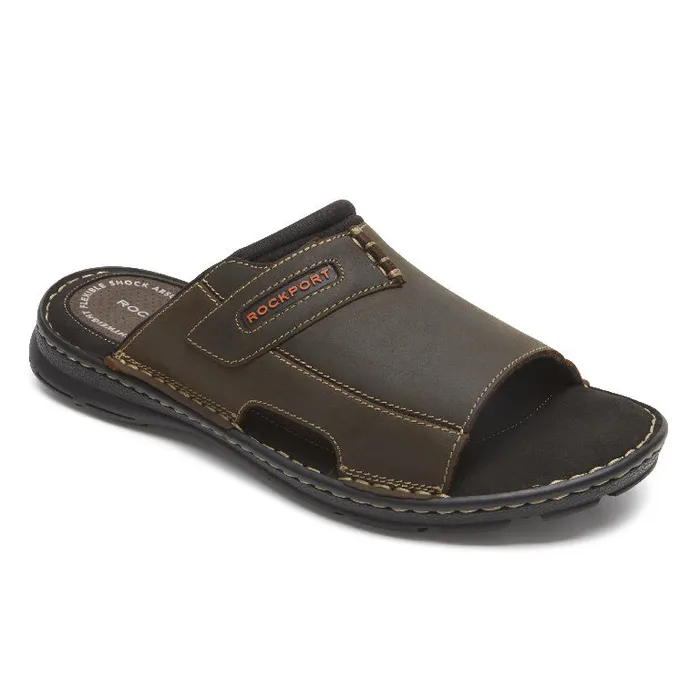 Rockport Sandals Men Darwyn 2 Slide Brown Ii Lea