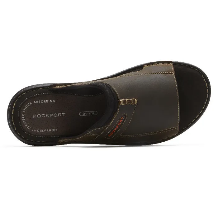 Rockport Sandals Men Darwyn 2 Slide Brown Ii Lea