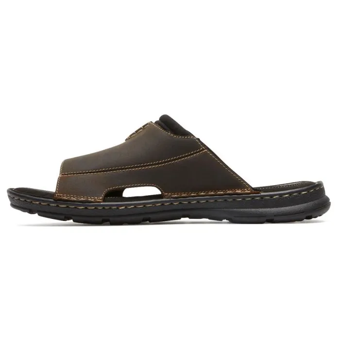 Rockport Sandals Men Darwyn 2 Slide Brown Ii Lea