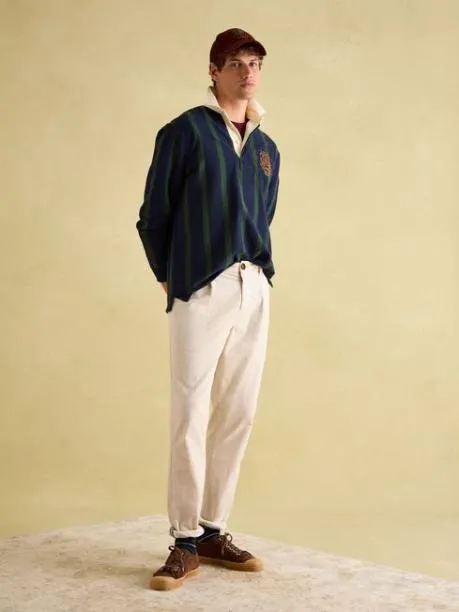 Rugby Shirts Men Joules GreenNavy Vertical Stripe Rugby Shirt