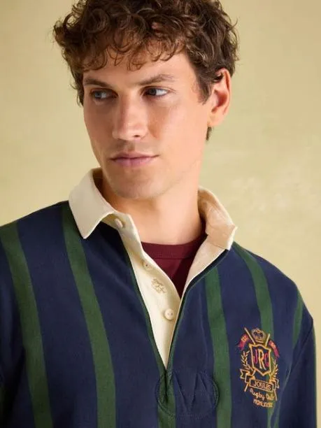 Rugby Shirts Men Joules GreenNavy Vertical Stripe Rugby Shirt