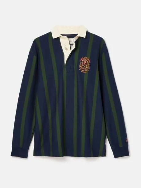 Rugby Shirts Men Joules GreenNavy Vertical Stripe Rugby Shirt