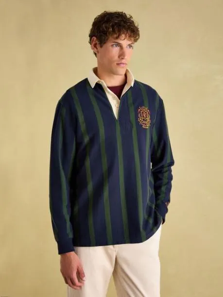 Rugby Shirts Men Joules GreenNavy Vertical Stripe Rugby Shirt