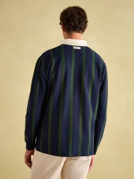 Rugby Shirts Men Joules GreenNavy Vertical Stripe Rugby Shirt