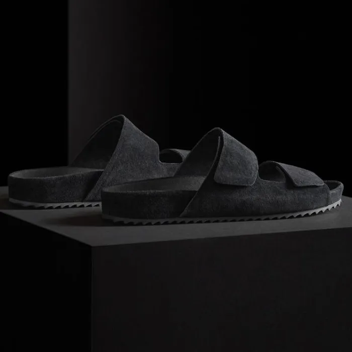 Sandals Men James Perse Men039s Double Strap Suede Slide Black