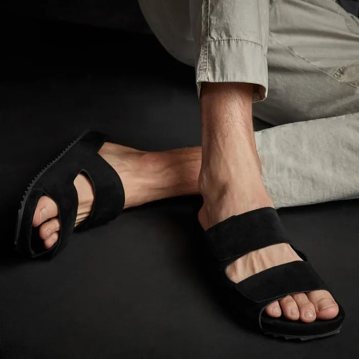 Sandals Men James Perse Men039s Double Strap Suede Slide Black