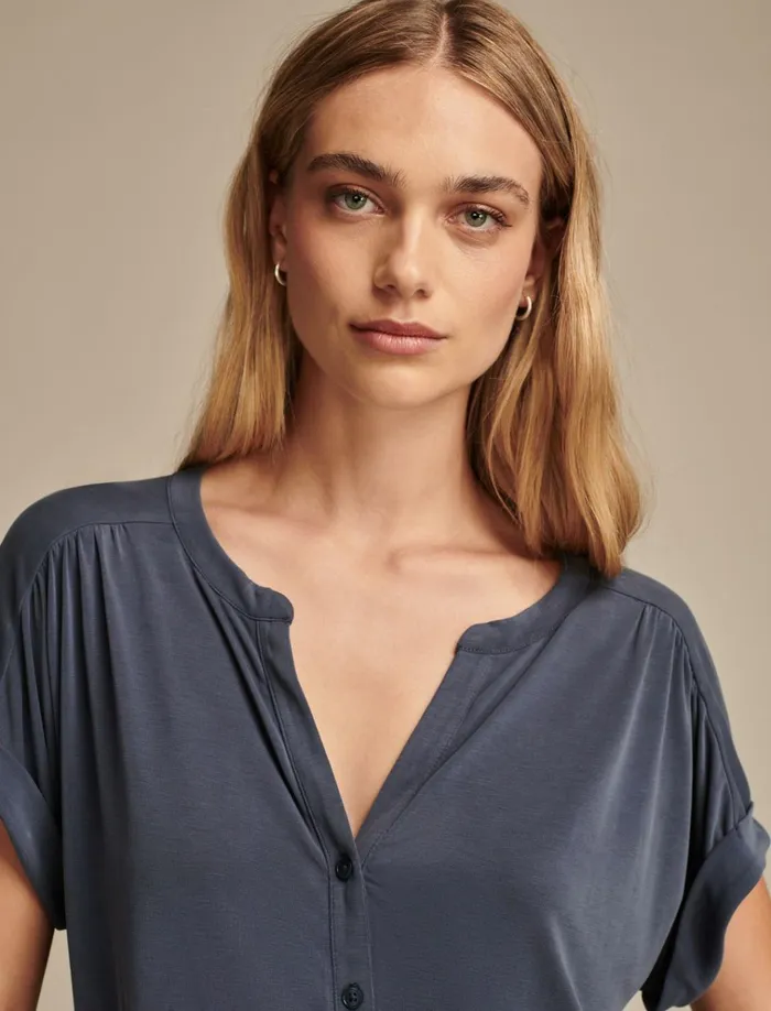 Sandwash Button Front Top Blue Nights Women Lucky Brand Blouses