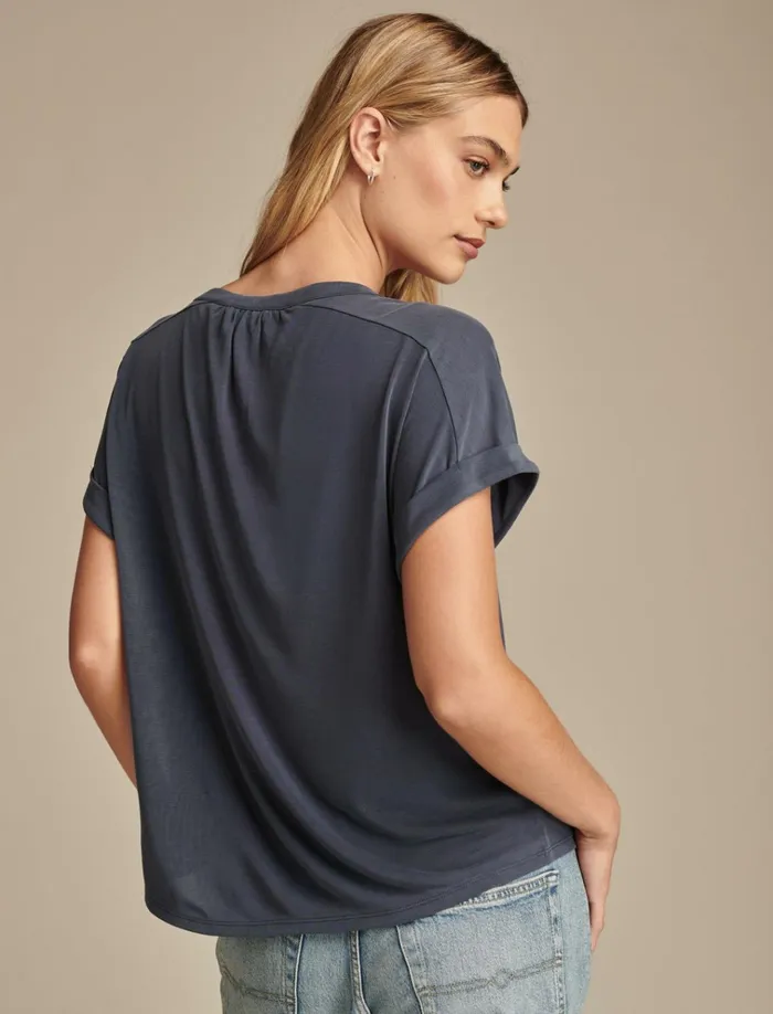 Sandwash Button Front Top Blue Nights Women Lucky Brand Blouses