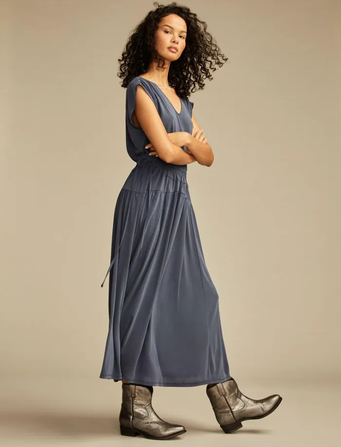 Sandwash Ruched Dress Blue Nights Women Lucky Brand Dresses