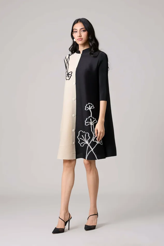 Scarlet Sage Dresses Estele Dress 8211 Black and Sand 8211 Women