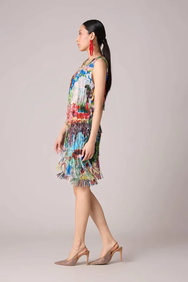 Scarlet Sage Dresses Isla Fringe Dress 8211 Tropical Print 8211 Women