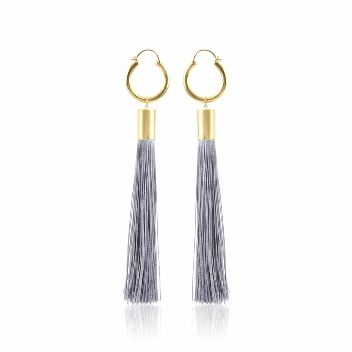 Scarlet Sage Earrings Maleha Tassel Earrings 8211 Grey 8211 Women