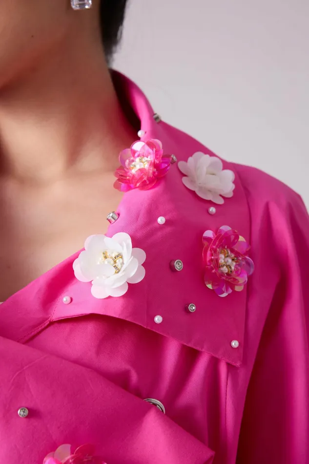 Scarlet Sage Tops Ayaka Embellished Shirt 8211 Azalea Pink 8211 Women