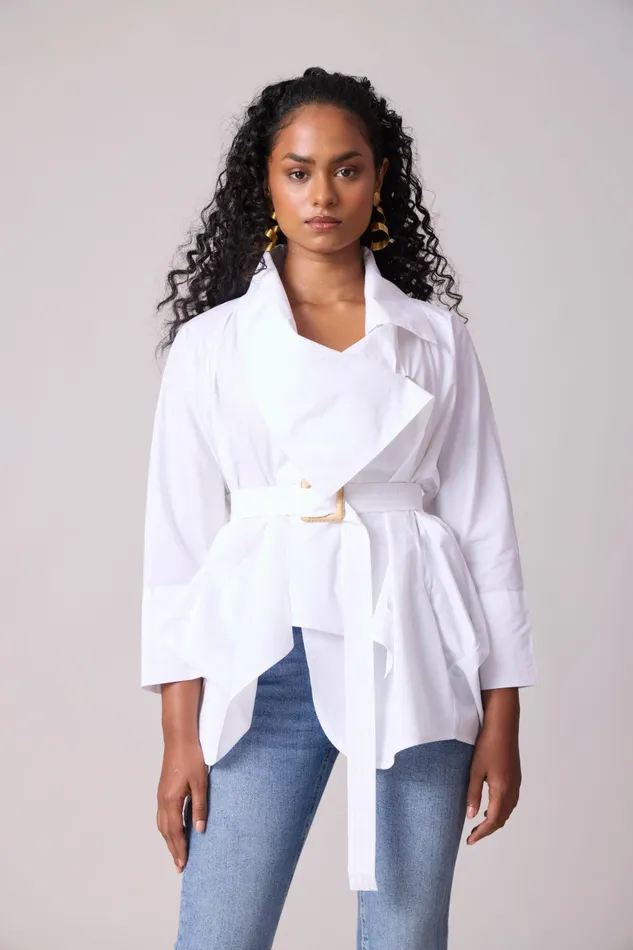 Scarlet Sage Tops Ayaka Shirt 8211 Bright White 8211 Women
