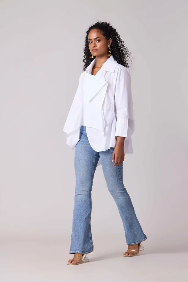 Scarlet Sage Tops Ayaka Shirt 8211 Bright White 8211 Women