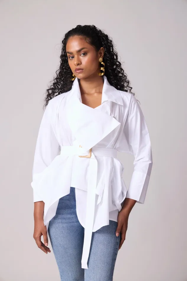 Scarlet Sage Tops Ayaka Shirt 8211 Bright White 8211 Women