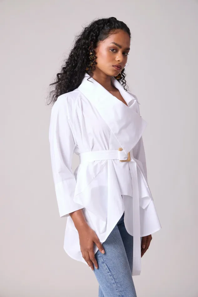 Scarlet Sage Tops Ayaka Shirt 8211 Bright White 8211 Women