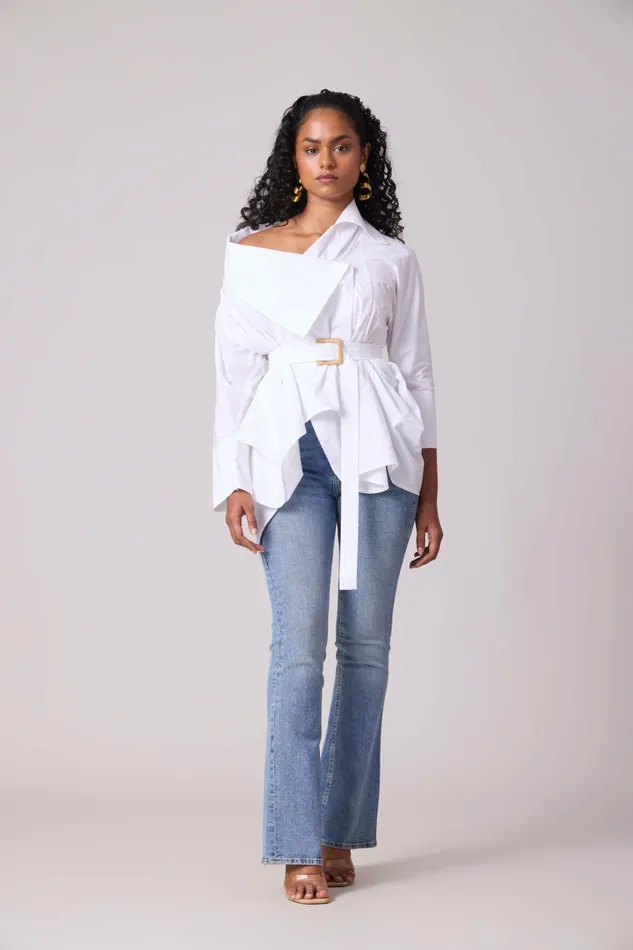 Scarlet Sage Tops Ayaka Shirt 8211 Bright White 8211 Women