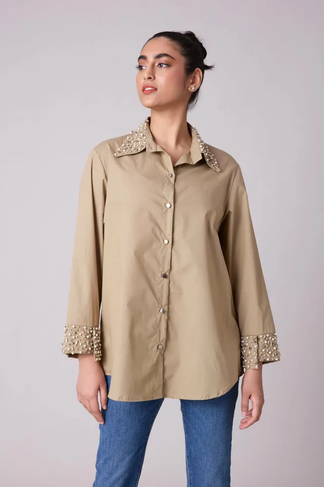 Scarlet Sage Tops Felix Shirt 8211 Khaki 8211 Women