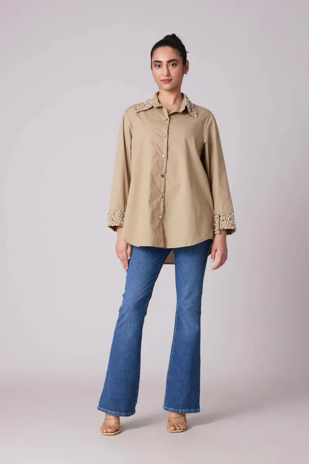 Scarlet Sage Tops Felix Shirt 8211 Khaki 8211 Women