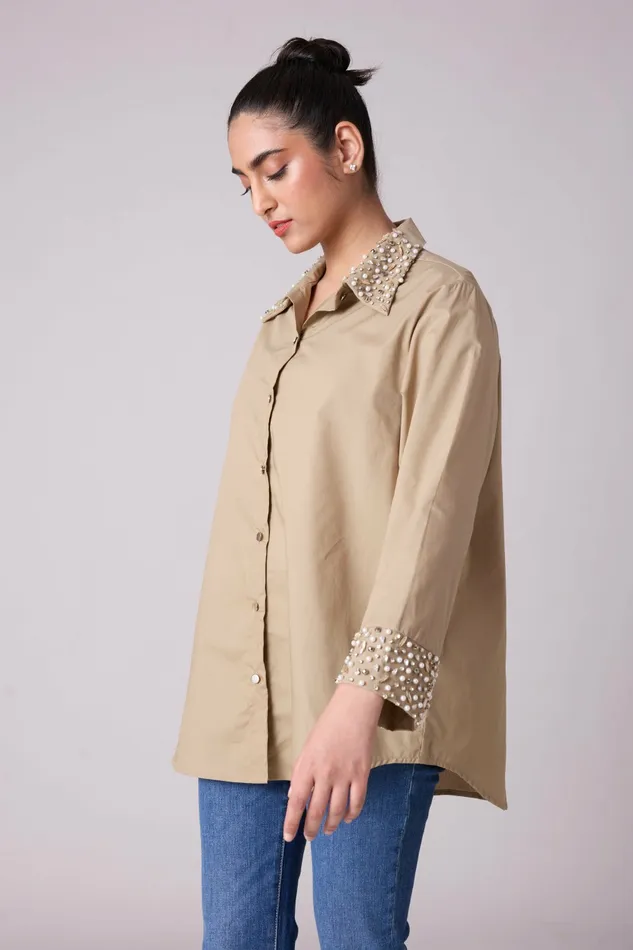 Scarlet Sage Tops Felix Shirt 8211 Khaki 8211 Women
