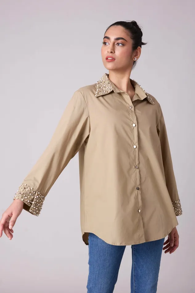Scarlet Sage Tops Felix Shirt 8211 Khaki 8211 Women
