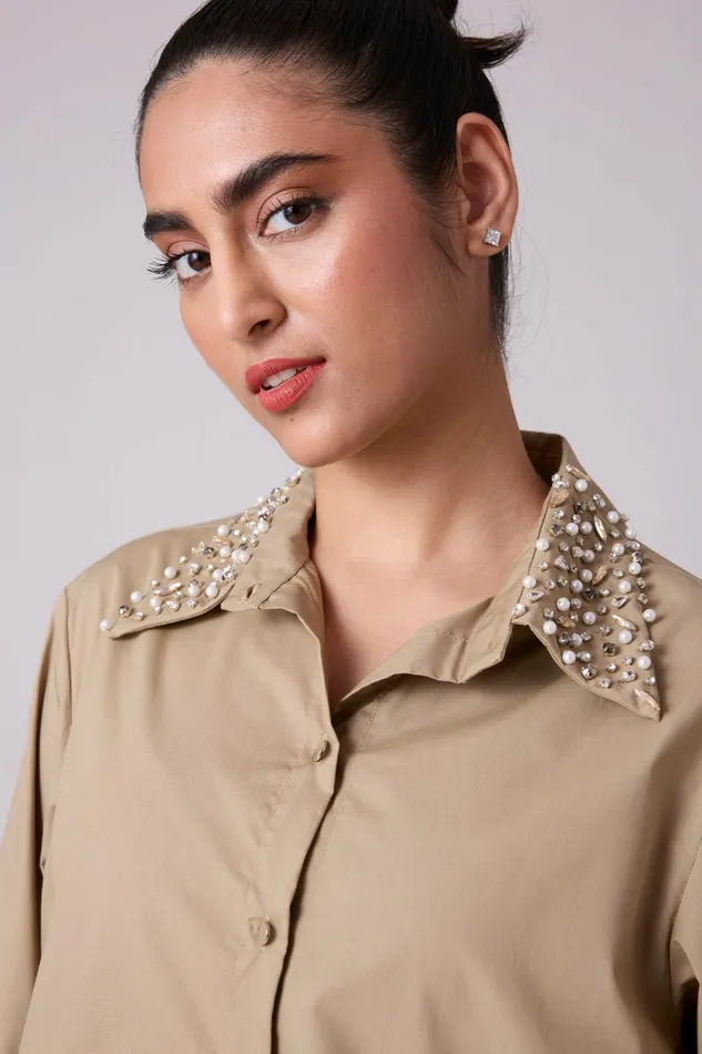 Scarlet Sage Tops Felix Shirt 8211 Khaki 8211 Women