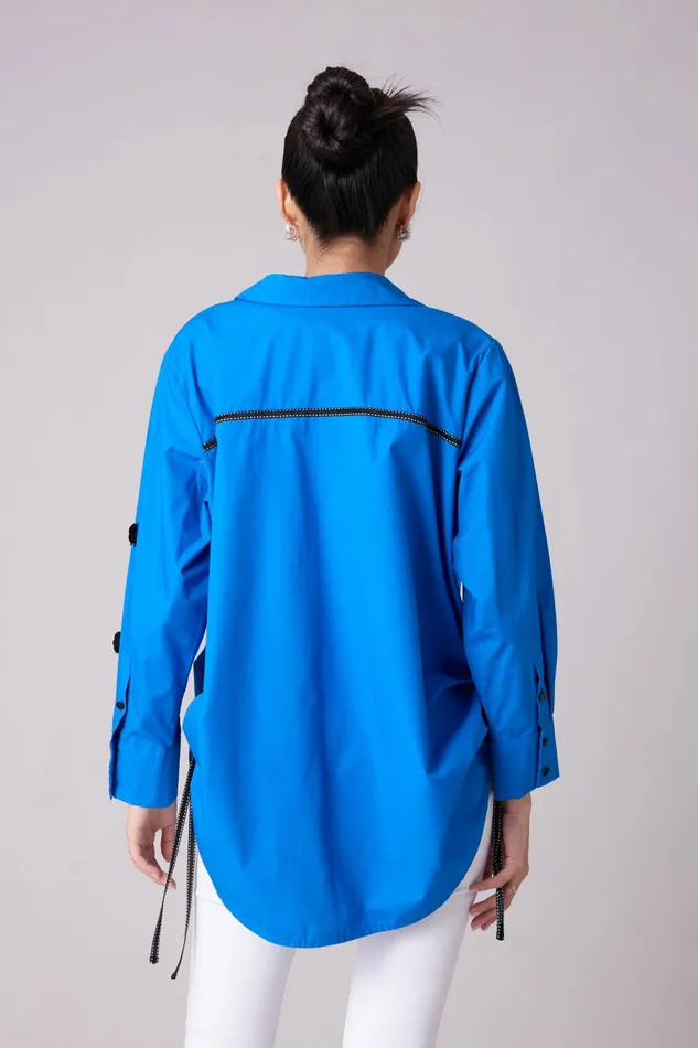 Scarlet Sage Tops Sawyer Applique Shirt 8211 Aster Blue 8211 Women